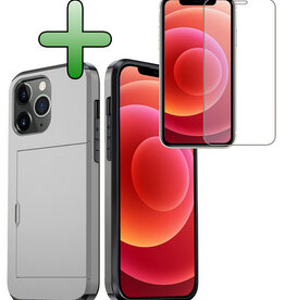 BASEY. BASEY. iPhone 11 Pro Max Hoesje Pashouder Hard Met Screenprotector - Grijs
