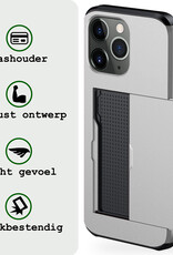 BASEY. Hoes Geschikt voor iPhone 11 Pro Max Hoesje Hard Case Met Pas Houder Met Screenprotector - Hoesje Geschikt voor iPhone 11 Pro Max Hoes Shockproof Hard Cover Met Kaarthouder - Grijs