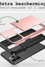 BASEY. Hoes Geschikt voor iPhone 11 Pro Max Hoesje Hard Case Met Pas Houder Met Screenprotector - Hoesje Geschikt voor iPhone 11 Pro Max Hoes Shockproof Hard Cover Met Kaarthouder - Rosé Goud