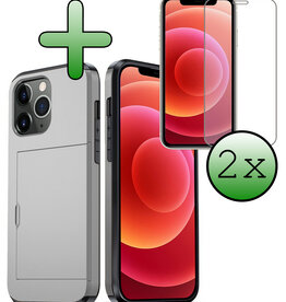BASEY. BASEY. iPhone 11 Pro Max Hoesje Pashouder Hard Met 2x Screenprotector - Grijs