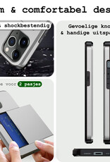 BASEY. Hoes Geschikt voor iPhone 11 Pro Max Hoesje Hard Case Met Pas Houder Met 2x Screenprotector - Hoesje Geschikt voor iPhone 11 Pro Max Hoes Shockproof Hard Cover Met Kaarthouder - Grijs