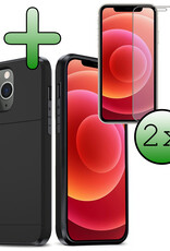 BASEY. Hoes Geschikt voor iPhone 11 Pro Max Hoesje Hard Case Met Pas Houder Met 2x Screenprotector - Hoesje Geschikt voor iPhone 11 Pro Max Hoes Shockproof Hard Cover Met Kaarthouder - Zwart