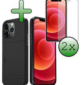 BASEY. BASEY. iPhone 11 Pro Max Hoesje Pashouder Hard Met 2x Screenprotector - Zwart