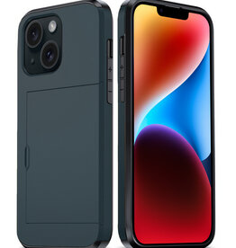 BASEY. BASEY. iPhone 14 Hoesje Pashouder Hard - Donker Blauw
