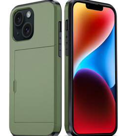 BASEY. BASEY. iPhone 14 Hoesje Pashouder Hard - Donker Groen
