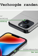 BASEY. Hoes Geschikt voor iPhone 14 Hoesje Hard Case Met Pas Houder - Hoesje Geschikt voor iPhone 14 Hoes Shockproof Hard Cover Met Kaarthouder - Grijs