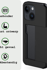 BASEY. Hoes Geschikt voor iPhone 14 Hoesje Hard Case Met Pas Houder Met Screenprotector - Hoesje Geschikt voor iPhone 14 Hoes Shockproof Hard Cover Met Kaarthouder - Zwart