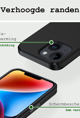 BASEY. Hoes Geschikt voor iPhone 14 Hoesje Hard Case Met Pas Houder Met Screenprotector - Hoesje Geschikt voor iPhone 14 Hoes Shockproof Hard Cover Met Kaarthouder - Zwart
