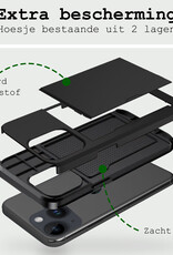 BASEY. Hoes Geschikt voor iPhone 14 Hoesje Hard Case Met Pas Houder Met 2x Screenprotector - Hoesje Geschikt voor iPhone 14 Hoes Shockproof Hard Cover Met Kaarthouder - Zwart