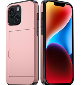 BASEY. BASEY. iPhone 14 Plus Hoesje Pashouder Hard - Rosé Goud