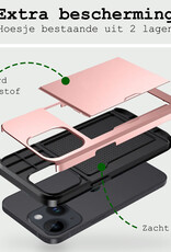 BASEY. Hoes Geschikt voor iPhone 14 Plus Hoesje Hard Case Met Pas Houder - Hoesje Geschikt voor iPhone 14 Plus Hoes Shockproof Hard Cover Met Kaarthouder - Rosé Goud