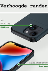BASEY. Hoes Geschikt voor iPhone 14 Plus Hoesje Hard Case Met Pas Houder Met Screenprotector - Hoesje Geschikt voor iPhone 14 Plus Hoes Shockproof Hard Cover Met Kaarthouder - Donker Blauw