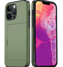 BASEY. BASEY. iPhone 14 Pro Hoesje Pashouder Hard - Donker Groen