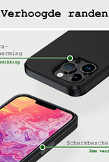 BASEY. Hoes Geschikt voor iPhone 14 Pro Hoesje Hard Case Met Pas Houder Met 2x Screenprotector - Hoesje Geschikt voor iPhone 14 Pro Hoes Shockproof Hard Cover Met Kaarthouder - Zwart