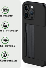 BASEY. Hoes Geschikt voor iPhone 14 Pro Max Hoesje Hard Case Met Pas Houder Met Screenprotector - Hoesje Geschikt voor iPhone 14 Pro Max Hoes Shockproof Hard Cover Met Kaarthouder - Zwart