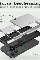 BASEY. Hoes Geschikt voor iPhone 14 Pro Max Hoesje Hard Case Met Pas Houder Met 2x Screenprotector - Hoesje Geschikt voor iPhone 14 Pro Max Hoes Shockproof Hard Cover Met Kaarthouder - Grijs