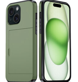 BASEY. BASEY. iPhone 15 Hoesje Pashouder Hard - Donker Groen
