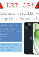BASEY. Hoes Geschikt voor iPhone 15 Hoesje Hard Case Met Pas Houder Met 2x Screenprotector - Hoesje Geschikt voor iPhone 15 Hoes Shockproof Hard Cover Met Kaarthouder - Grijs