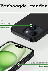 BASEY. Hoes Geschikt voor iPhone 15 Hoesje Hard Case Met Pas Houder Met 2x Screenprotector - Hoesje Geschikt voor iPhone 15 Hoes Shockproof Hard Cover Met Kaarthouder - Zwart