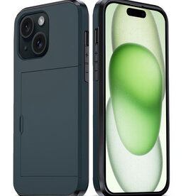 BASEY. BASEY. iPhone 15 Plus Hoesje Pashouder Hard - Donker Blauw