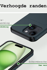 BASEY. Hoes Geschikt voor iPhone 15 Plus Hoesje Hard Case Met Pas Houder Met Screenprotector - Hoesje Geschikt voor iPhone 15 Plus Hoes Shockproof Hard Cover Met Kaarthouder - Donker Blauw