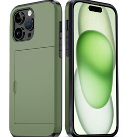 BASEY. BASEY. iPhone 15 Pro Hoesje Pashouder Hard - Donker Groen