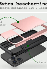 BASEY. Hoes Geschikt voor iPhone 15 Pro Hoesje Hard Case Met Pas Houder Met Screenprotector - Hoesje Geschikt voor iPhone 15 Pro Hoes Shockproof Hard Cover Met Kaarthouder - Rosé Goud