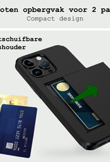 BASEY. Hoes Geschikt voor iPhone 15 Pro Hoesje Hard Case Met Pas Houder Met 2x Screenprotector - Hoesje Geschikt voor iPhone 15 Pro Hoes Shockproof Hard Cover Met Kaarthouder - Zwart