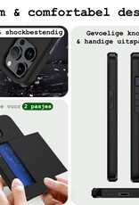BASEY. Hoes Geschikt voor iPhone 15 Pro Hoesje Hard Case Met Pas Houder Met 2x Screenprotector - Hoesje Geschikt voor iPhone 15 Pro Hoes Shockproof Hard Cover Met Kaarthouder - Zwart