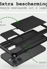 BASEY. Hoes Geschikt voor iPhone 15 Pro Hoesje Hard Case Met Pas Houder Met 2x Screenprotector - Hoesje Geschikt voor iPhone 15 Pro Hoes Shockproof Hard Cover Met Kaarthouder - Zwart