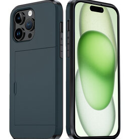 BASEY. BASEY. iPhone 15 Pro Max Hoesje Pashouder Hard - Donker Blauw