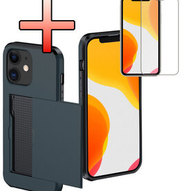 NoXx NoXx iPhone 11 Hoesje Pashouder Hard Met Screenprotector - Donker Blauw