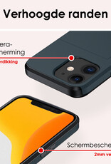 NoXx Hoes Geschikt voor iPhone 11 Hoesje Pasjeshouder Hard Cover Met Screenprotector Shock Proof Hard Case Hoes Met Kaarthouder - Donker Blauw