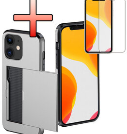 NoXx NoXx iPhone 11 Hoesje Pashouder Hard Met Screenprotector - Grijs