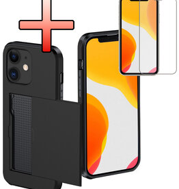 NoXx NoXx iPhone 11 Hoesje Pashouder Hard Met Screenprotector - Zwart