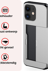 NoXx Hoes Geschikt voor iPhone 11 Hoesje Pasjeshouder Hard Cover Met 2x Screenprotector Shock Proof Hard Case Hoes Met Kaarthouder - Grijs