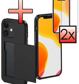 NoXx NoXx iPhone 11 Hoesje Pashouder Hard Met 2x Screenprotector - Zwart