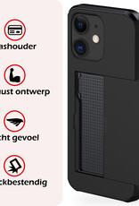 NoXx Hoes Geschikt voor iPhone 11 Hoesje Pasjeshouder Hard Cover Met 2x Screenprotector Shock Proof Hard Case Hoes Met Kaarthouder - Zwart
