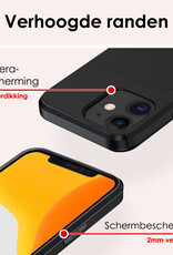 NoXx Hoes Geschikt voor iPhone 11 Hoesje Pasjeshouder Hard Cover Met 2x Screenprotector Shock Proof Hard Case Hoes Met Kaarthouder - Zwart