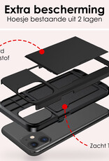 NoXx Hoes Geschikt voor iPhone 11 Hoesje Pasjeshouder Hard Cover Met 2x Screenprotector Shock Proof Hard Case Hoes Met Kaarthouder - Zwart