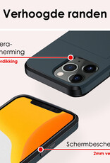 NoXx Hoes Geschikt voor iPhone 11 Pro Hoesje Pasjeshouder Hard Cover Met Screenprotector Shock Proof Hard Case Hoes Met Kaarthouder - Donker Blauw