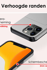 NoXx Hoes Geschikt voor iPhone 11 Pro Hoesje Pasjeshouder Hard Cover Met Screenprotector Shock Proof Hard Case Hoes Met Kaarthouder - Grijs