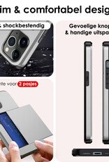 NoXx Hoes Geschikt voor iPhone 11 Pro Hoesje Pasjeshouder Hard Cover Met Screenprotector Shock Proof Hard Case Hoes Met Kaarthouder - Grijs