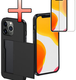 NoXx NoXx iPhone 11 Pro Hoesje Pashouder Hard Met Screenprotector - Zwart