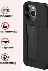 NoXx Hoes Geschikt voor iPhone 11 Pro Hoesje Pasjeshouder Hard Cover Met Screenprotector Shock Proof Hard Case Hoes Met Kaarthouder - Zwart