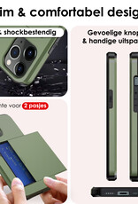 NoXx Hoes Geschikt voor iPhone 11 Pro Hoesje Pasjeshouder Hard Cover Met 2x Screenprotector Shock Proof Hard Case Hoes Met Kaarthouder - Donker Groen