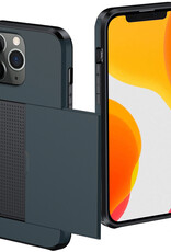 NoXx Hoes Geschikt voor iPhone 11 Pro Max Hoesje Pasjeshouder Hard Cover Shock Proof Hard Case Hoes Met Kaarthouder - Donker Blauw