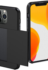NoXx Hoes Geschikt voor iPhone 11 Pro Max Hoesje Pasjeshouder Hard Cover Shock Proof Hard Case Hoes Met Kaarthouder - Zwart