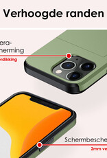 NoXx Hoes Geschikt voor iPhone 11 Pro Max Hoesje Pasjeshouder Hard Cover Met 2x Screenprotector Shock Proof Hard Case Hoes Met Kaarthouder - Donker Groen