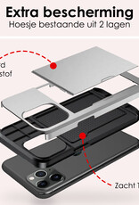 NoXx Hoes Geschikt voor iPhone 11 Pro Max Hoesje Pasjeshouder Hard Cover Met 2x Screenprotector Shock Proof Hard Case Hoes Met Kaarthouder - Grijs